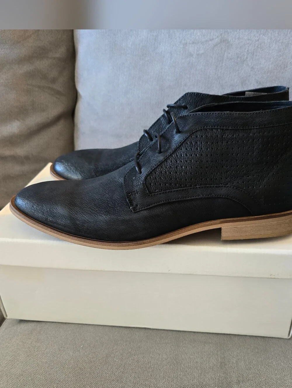 NIB Steve Madden Kain Men's Black Lace-Up Chukka Boots - EU45 US11.5